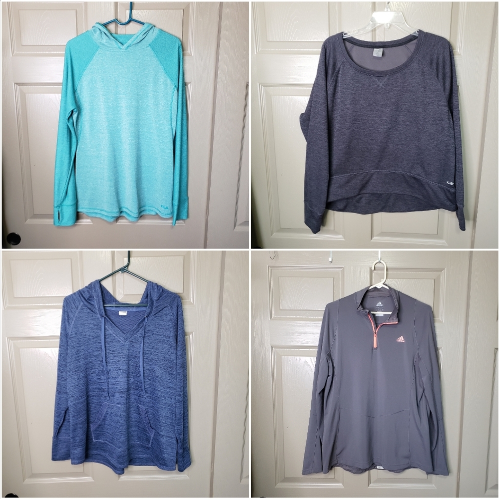 Set Of 4 Athletic Sweatshirts Hoodies~Fila~CHAMPION~St John's Bay~adidas Size XL